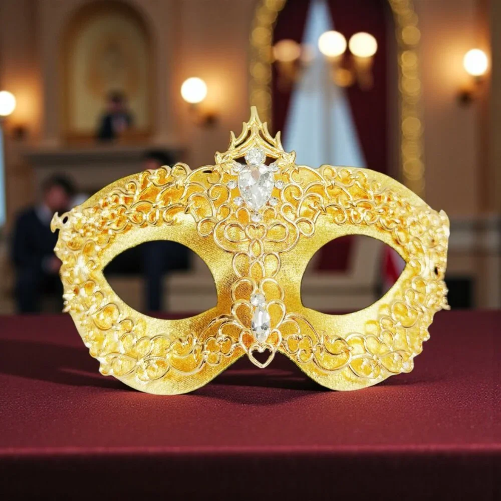 Vintage mask, theatrical mask, 2 in 1 Gold mask, cosplay mask, Prom mask